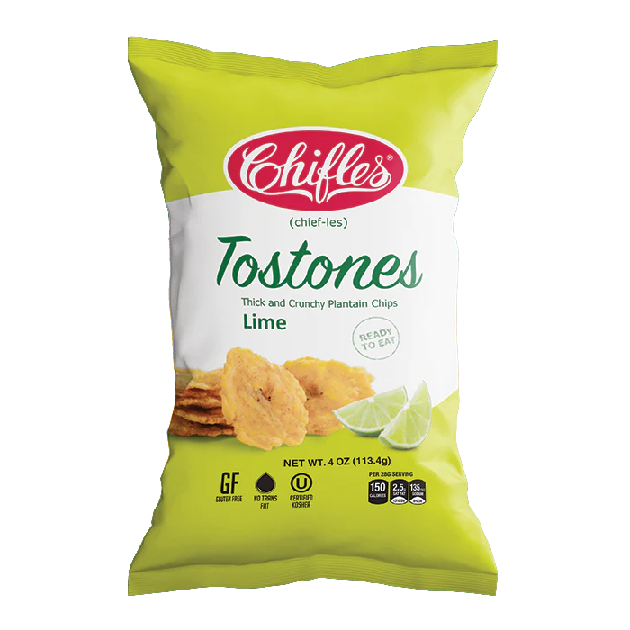 Chifles Tostones Lime Thick and Crunchy Original Plantain Chips 4 oz