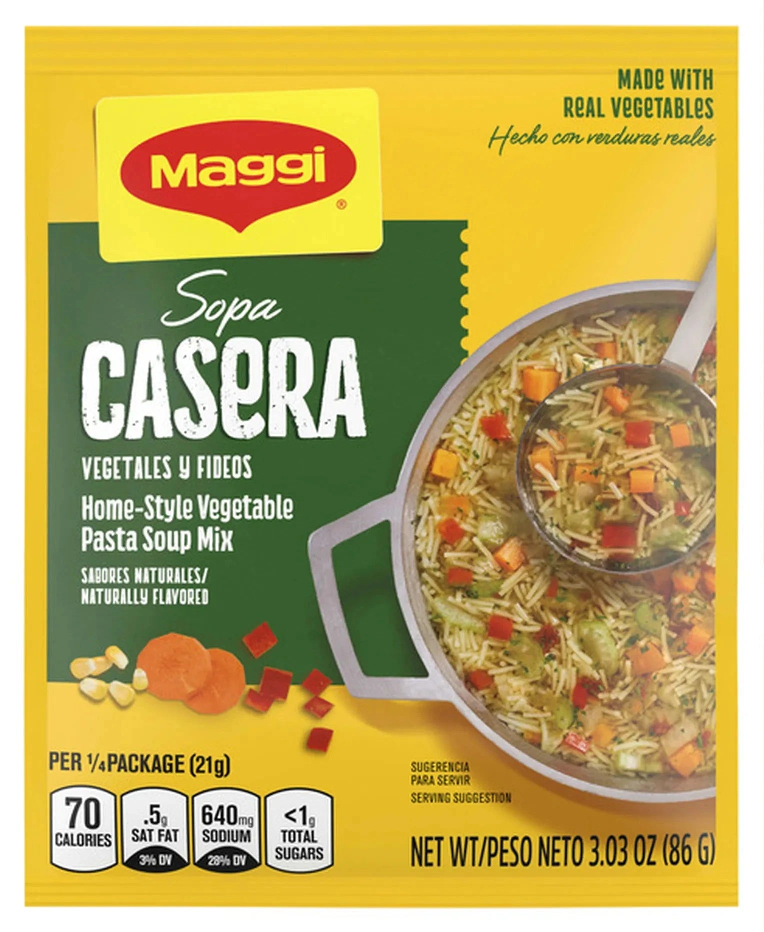 Maggi Sopas Caseras Vegetales Y Fideos - Home-Style Vegetable Pasta Soup Mix 3.03oz