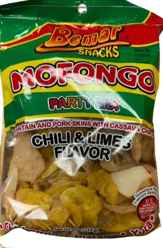 Mofongo Original Party Mix Plantain and Pork Skins Chili Lime Flavor