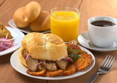 Peruvian Coffee with traditional breakfast