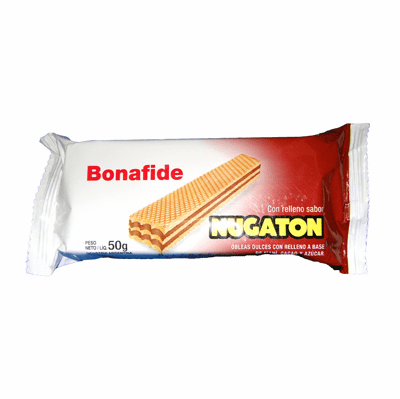 BONAFIDE Nugaton Obleas Dulces Con Relleno A Base De Mani, Cacao Y Azucar 50 grs.